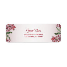 Endereço de Retorno de Casamento Floral Rosa Verme