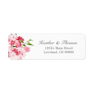 Etiqueta Endereço de Retorno de Casamento Floral Rosa Verme
