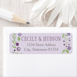 Etiqueta Endereço de Retorno de Casamento Floral Roxo Encan