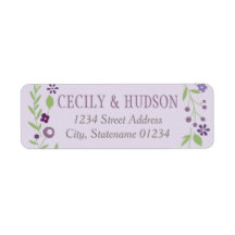 Endereço de Retorno de Casamento Floral Roxo Encan