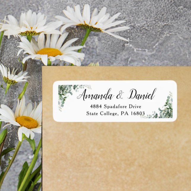 Etiqueta Endereço de Retorno de Casamento Floral Rústico Mo (Modern rustic floral return address labels add warm personalized charm to wedding mail.)