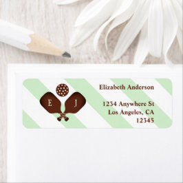 Etiqueta Endereço de Retorno de Casamento Listras Preppy Pi