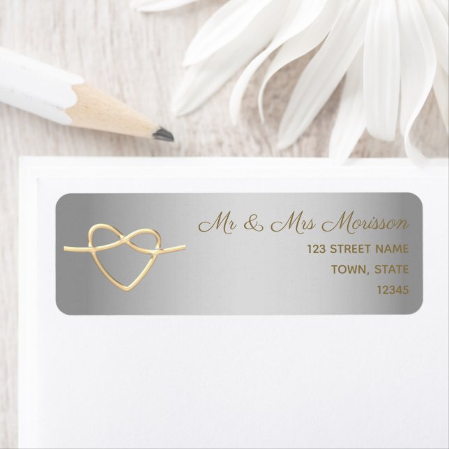 Etiqueta Endereço de Retorno de Casamento Prata e Ouro (Insitu)