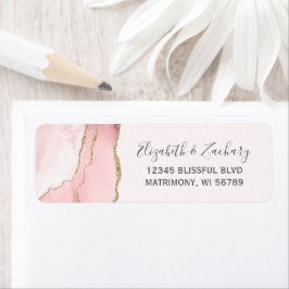 Etiqueta Endereço de Retorno de Casamento Rosa Chic Blush Á