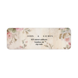 Etiqueta endereço de retorno de casamento rosa do chique vi