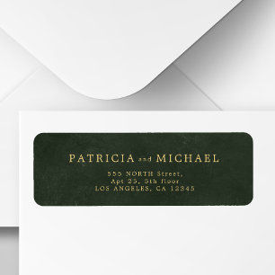 Etiqueta Endereço de retorno de casamento verde ouro elegan