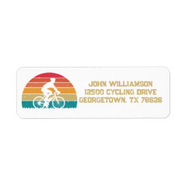 Etiqueta Endereço de Retorno de Ciclismo Retro ao Pôr do So