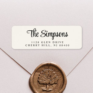 Etiqueta Endereço de Retorno de Creme de Script do Na moda 