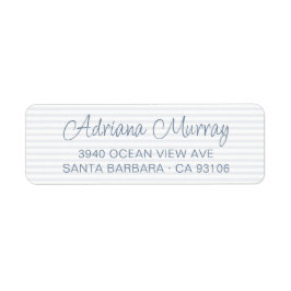 Etiqueta Endereço de Retorno de Faixa Azul Dusty de Script 