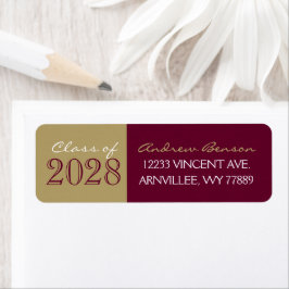 Etiqueta Endereço de Retorno de Formatura Burgundy e Bronze
