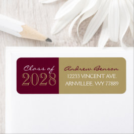 Etiqueta Endereço de Retorno de Formatura Burgundy & Gold