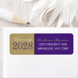 Etiqueta Endereço de Retorno de Formatura Roxo e Dourado
