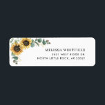 Etiqueta Endereço de Retorno de Girassol Floral Verde<br><div class="desc">Crie etiquetas de endereço de retorno de Girassol Floral modernas com este modelo fofo que apresenta um lindo buquê floral rústico, moldura com efeito dourado geométrico, com tipografia simples moderna. DICA: Cartões de suite de casamento correspondentes, como RSVP, programas de casamento, faixas, tapeçarias, etiquetas de presente, placas e outras lembranças...</div>
