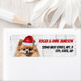 Etiqueta Endereço de Retorno de Natal de Cachorro Pomerânia