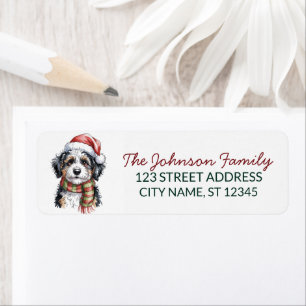 Etiqueta Endereço de Retorno de Natal do Cão Bernedoodle