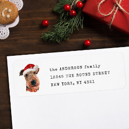 Etiqueta Endereço de Retorno de Natal do Cute Airedale Terr