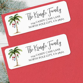 Etiqueta Endereço de Retorno de Natal na Praia