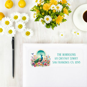Etiqueta Endereço de retorno de peacock de primavera Waterc