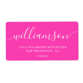 Etiqueta Endereço de Retorno de Script Moderno Cor-de-Rosa 