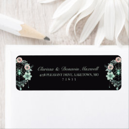 Etiqueta Endereço de Retorno de Teia de Aranha Floral Menta