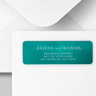 Etiqueta Endereço de retorno do casamento azul-lacaio moder