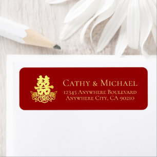Etiqueta Endereço de retorno do casamento chinês Elegante