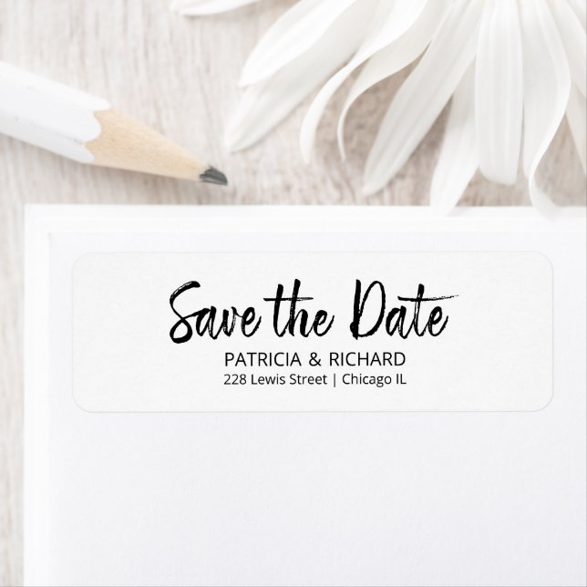 Etiqueta Endereço de Retorno do Casamento com Letra de Pinc (Insitu)