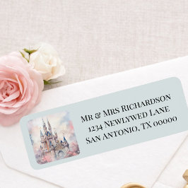 Etiqueta Endereço de Retorno do Casamento de Conto de Fadas