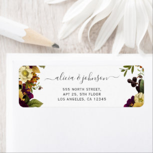 Etiqueta Endereço de retorno do casamento outono floral ru