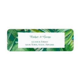 Etiqueta endereço de retorno do casamento tropical do esera