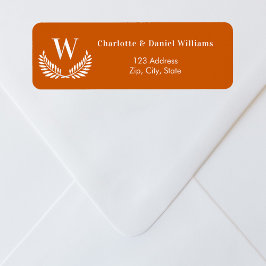 Etiqueta Endereço de retorno do monograma da coroa laranja