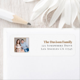 Etiqueta Endereço de retorno do nome Dourado da foto modern