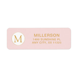 Etiqueta Endereço de retorno do ouro rosa-claro com borrão