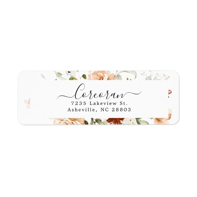 Etiqueta Endereço de Retorno Floral Boho Elegante Escrito à (Frente)