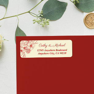 Etiqueta Endereço de retorno floral do bege vermelho-casame