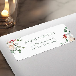 Etiqueta Endereço de Retorno Floral Festivo de Natal