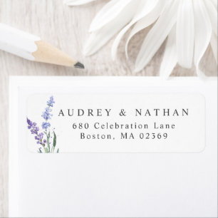 Etiqueta Endereço de Retorno Floral Lavanda Aquarela