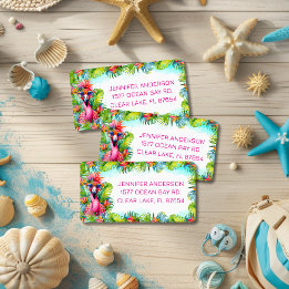 Etiqueta Endereço de Retorno Fun Flamingo Tropical Graduaçã