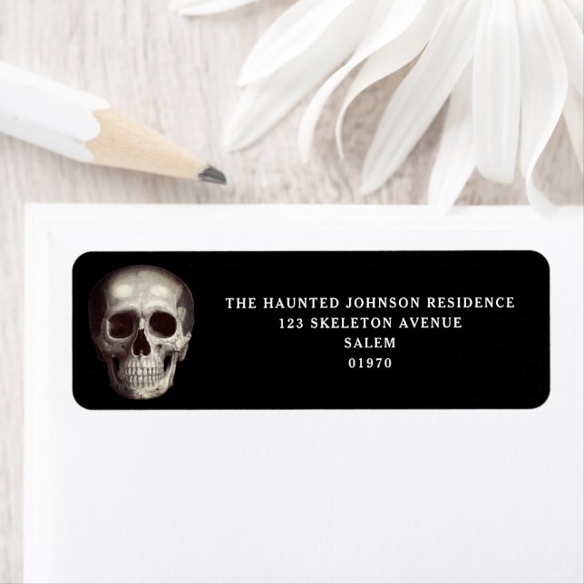 Etiqueta Endereço de Retorno Halloween Caveira Assustadora  (Insitu)