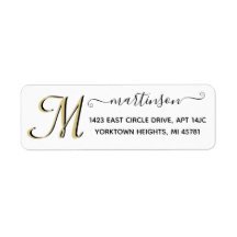 Endereço de Retorno Inicial Dourado Personalizado 