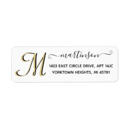 Etiqueta Endereço de Retorno Inicial Dourado Personalizado 