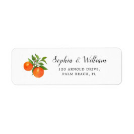 Etiqueta Endereço de retorno Laranja em aquarela em Branco