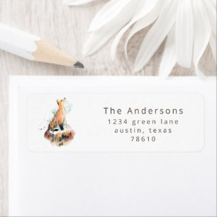 Etiqueta endereço de retorno mystical fox watercolor Woodl