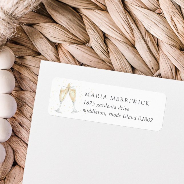 Etiqueta Endereço de Retorno para Brinde de Champanhe (Add a bubbly pop to your invitations with these matching Champagne Toast return address labels.)