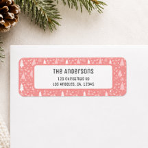 Endereço de Retorno Personalizado de Natal Rosa