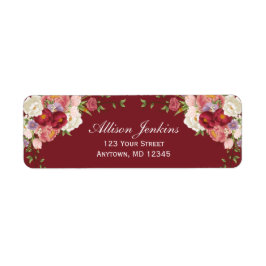 Etiqueta Endereço de Retorno Personalizado de Peony Floral 