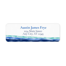 Endereço de Retorno Personalizado em Aquarela Azul