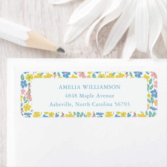 Etiqueta Endereço de Retorno Personalizado Floral Amarelo A (Insitu)