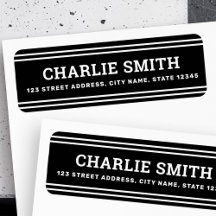 Endereço de retorno preto das linhas brancas moder