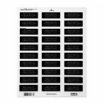 Etiqueta Endereço de Retorno Preto Elegante e Sofisticado<br><div class="desc">Etiquetas de endereço de retorno clássicas. Fontes serif e sans serif brancas em um fundo preto. Cole na aba frontal esquerda ou na parte de trás de envelopes e pequenos pacotes.</div>